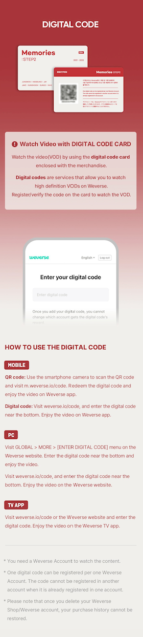 ENHYPEN MEMORIES : STEP 2 DIGITAL CODE