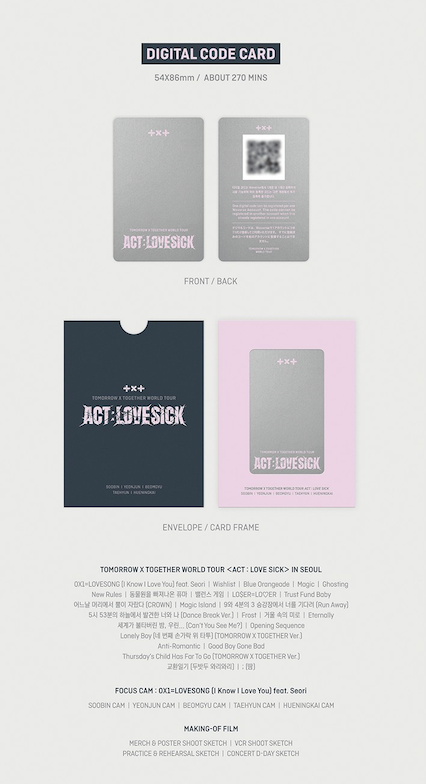 TXT WORLD TOUR [ACT : LOVE SICK] IN SEOUL DIGITAL CODE + DVD SET