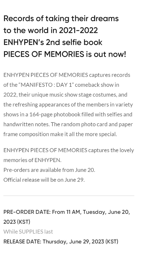 ENHYPEN PIECES OF MEMORIES [2021-2022]