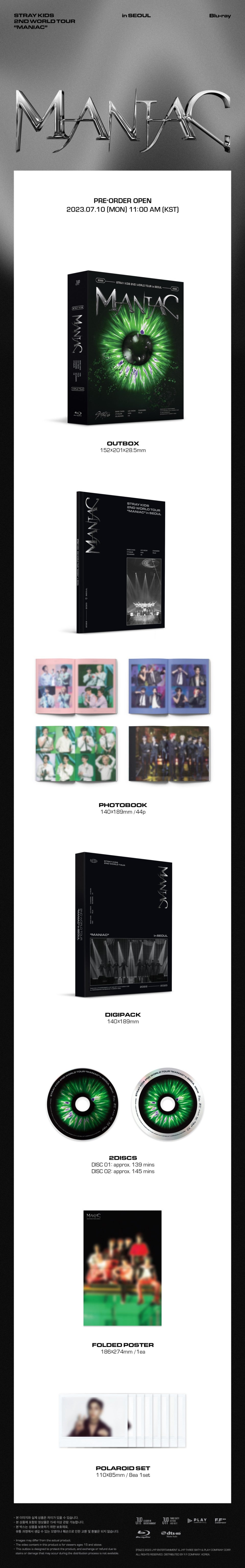 [JYP SHOP] STRAY KIDS 2ND WORLD TOUR "MANIAC" IN SEOUL BLU-RAY