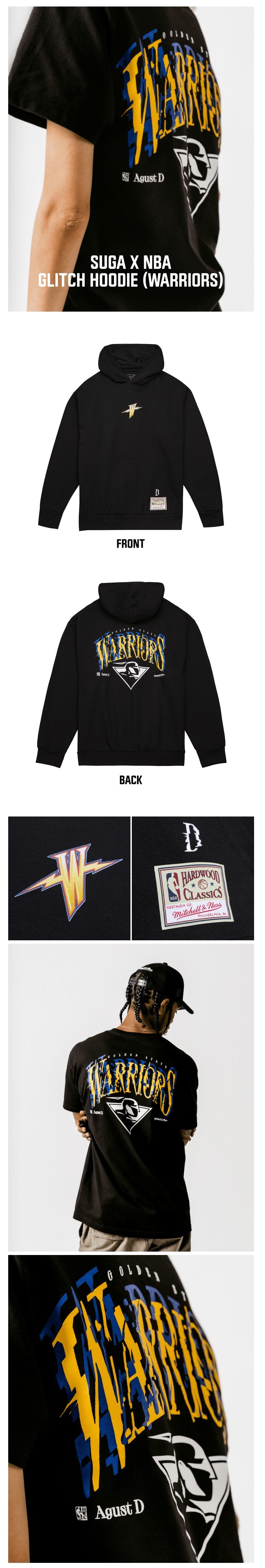 BTS SUGA X NBA GLITCH HOODIE (WARRIORS)