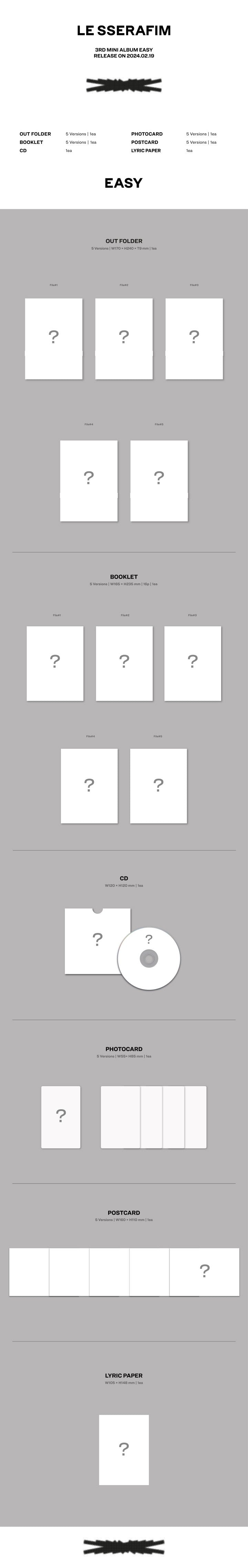 [WEVERSE] LE SSERAFIM [EASY] (3RD MINI ALBUM) (COMPACT VER.) SET