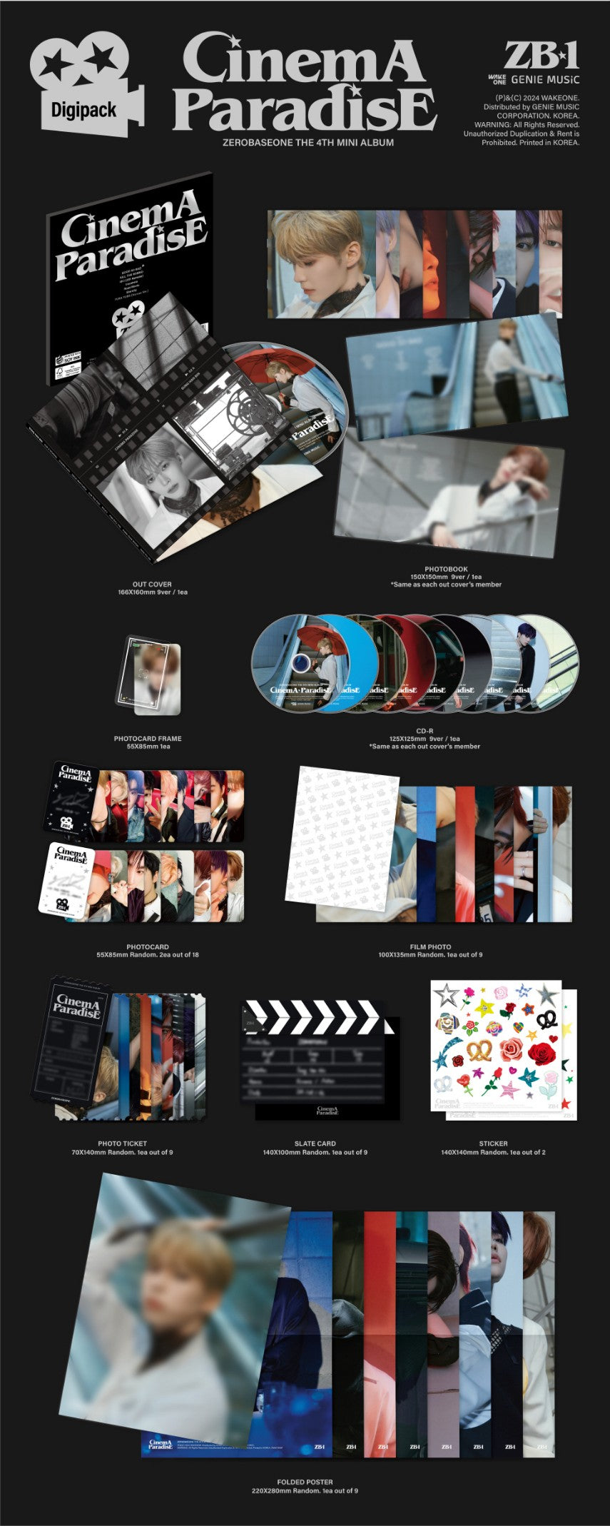 [PRE-ORDER ONLY] ZEROBASEONE - [CINEMA PARADISE] (4TH MINI ALBUM) [DIGIPACK VER.] RANDOM