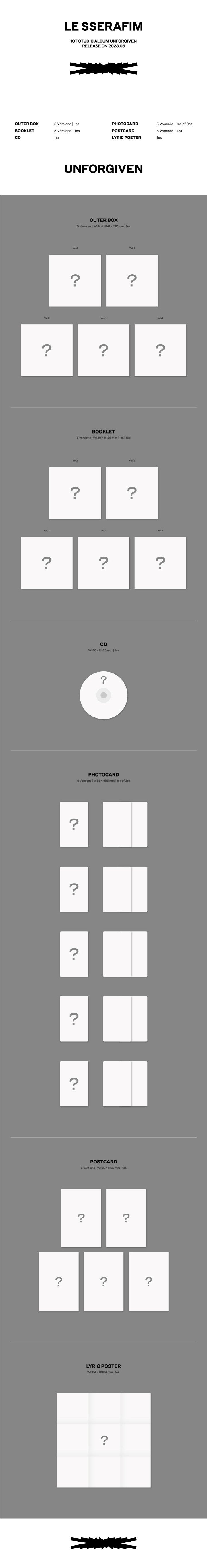 [WEVERSE] LE SSERAFIM 1ST STUDIO ALBUM 'UNFORGIVEN' (COMPACT VER.) SET