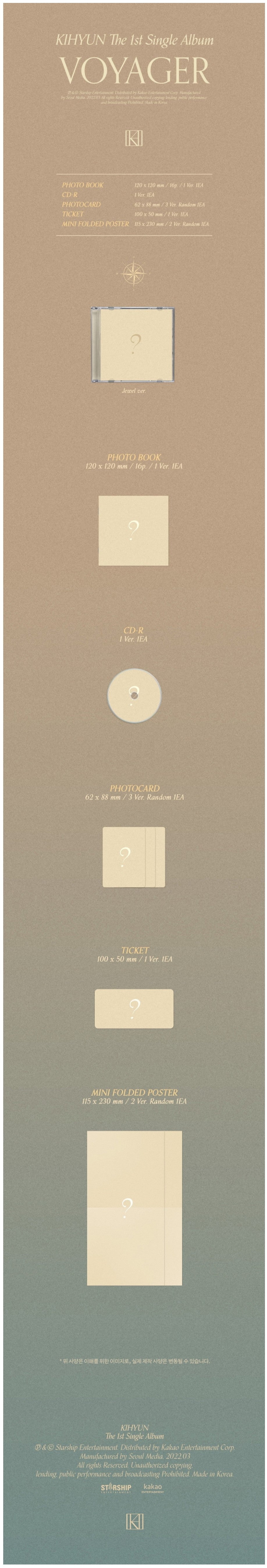 KIHYUN - VOYAGER (1ST SINGLE ALBUM) JEWEL VER.